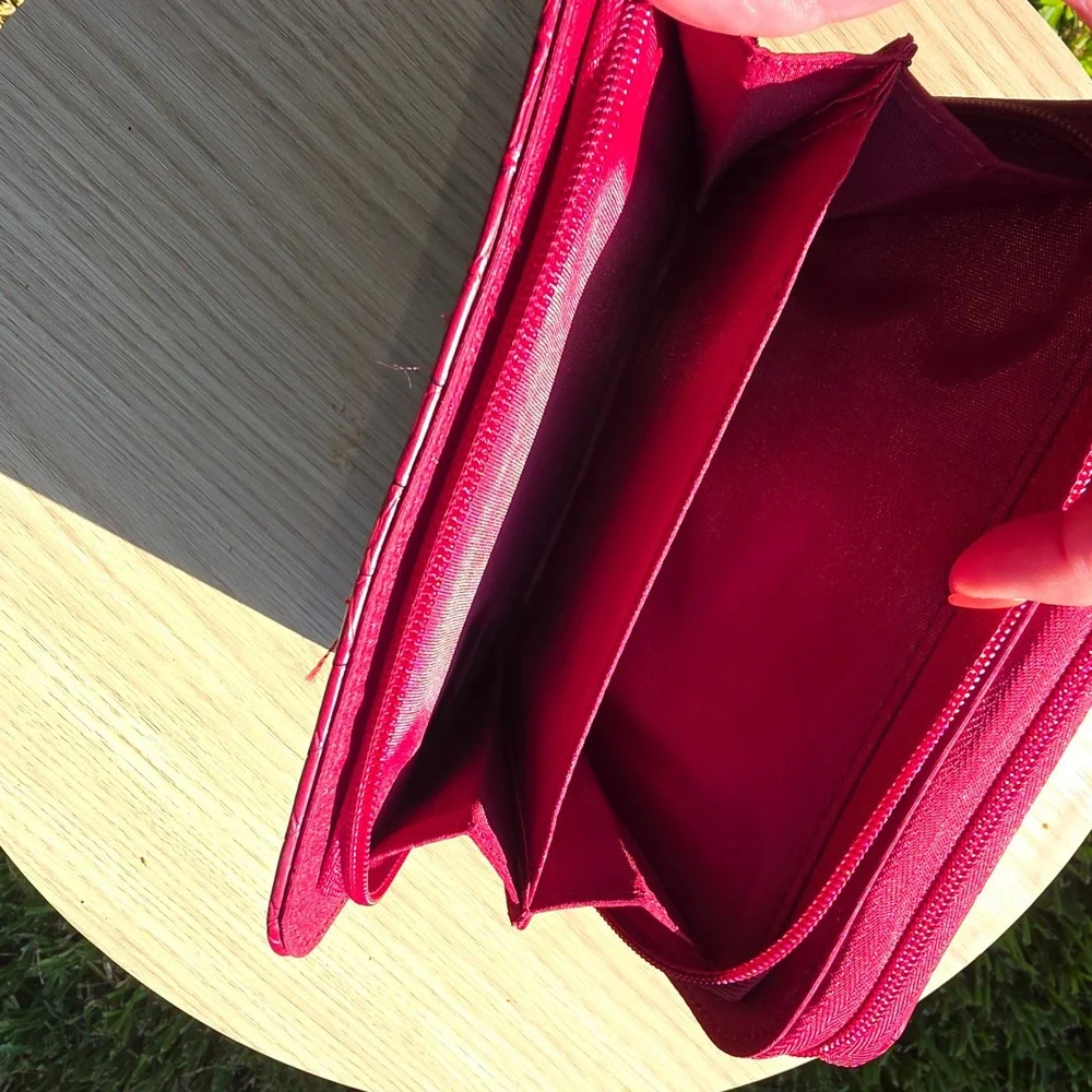 Mundi Mundex Burgundy Croc Embossed Organizer Wallet Calculator Planner Pen